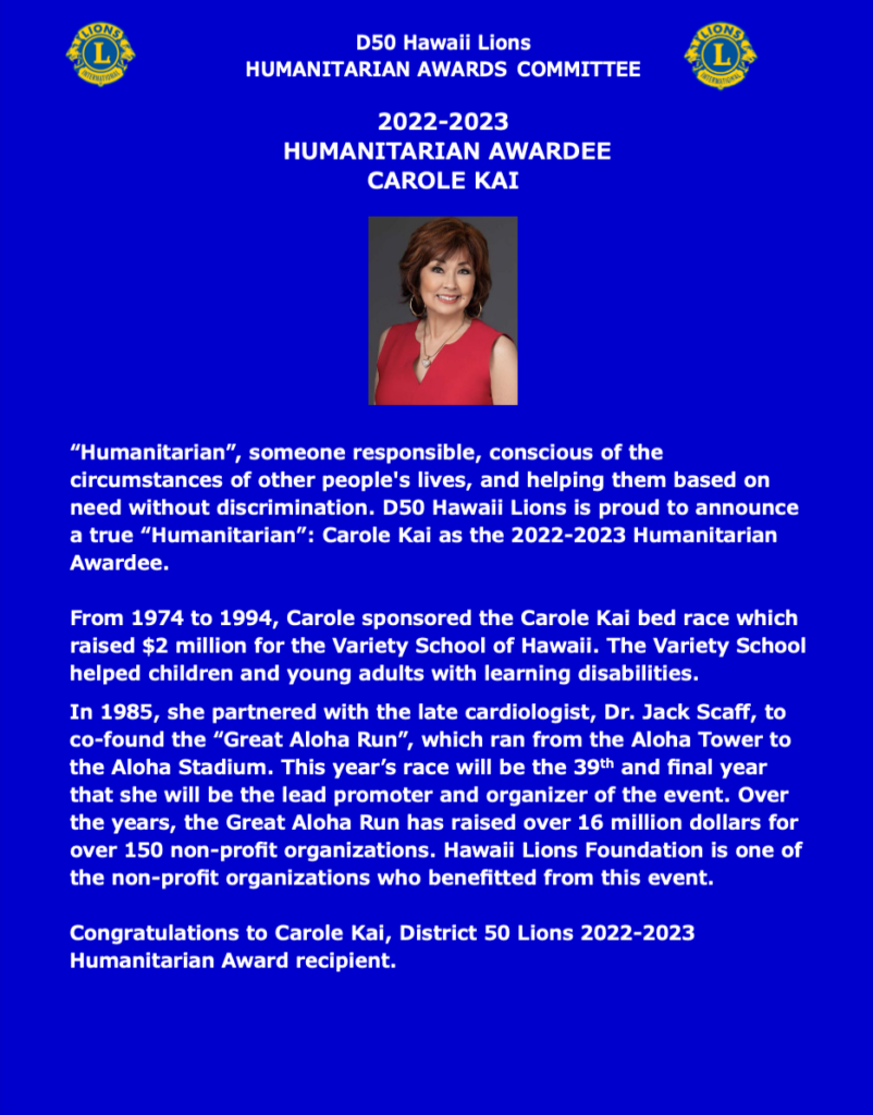 Carole Kai Humanitarian